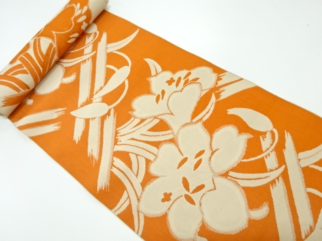 JAPANESE KIMONO / ANTIQUE BOLT FOR HASSUN OBI / WOVEN FLOWER